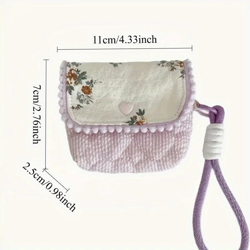Floral Cotton Travel Pouch | Coin Purse & Cosmetic Organizer Travel Pouch QXL