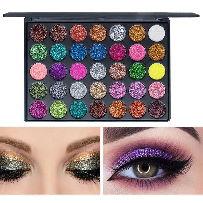 VERONNI 35-Color Glitter Metallic Eyeshadow Palette | Shimmer Eyeshadow Palette QXL