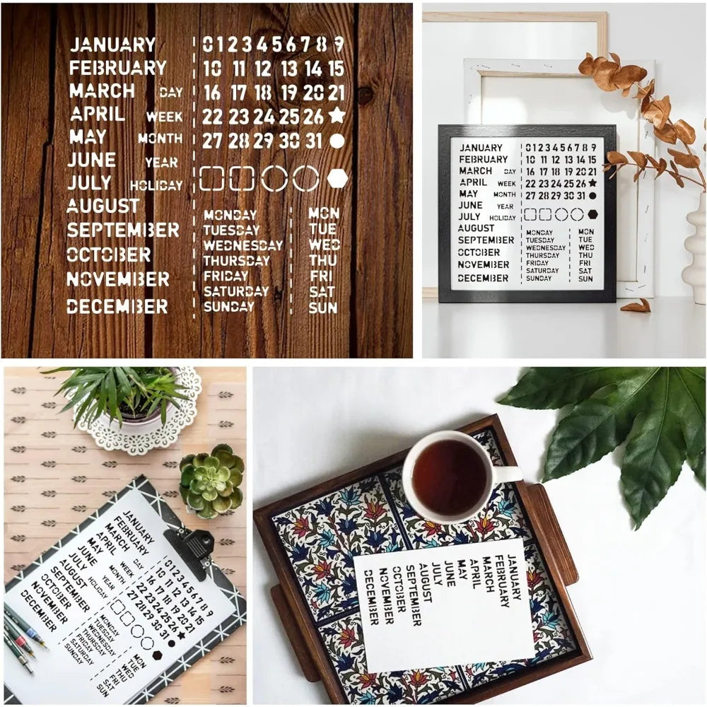 6x6" Stainless Steel Calendar Stencil | Journal & DIY Craft Craft Stencil Template QXL