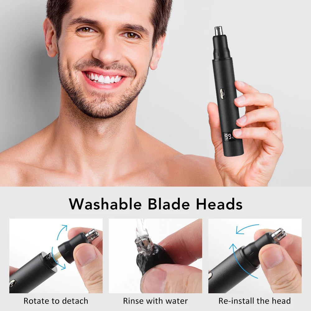 3-in-1 Electric Nose & Ear Hair Trimmer | LED USB Rechargeable Electric Hair Trimmer QXL