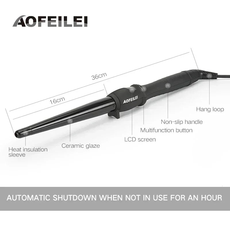 Ceramic Cone Hair Curling Iron | Big Waver with Gloves Cone Hair Curler QXL