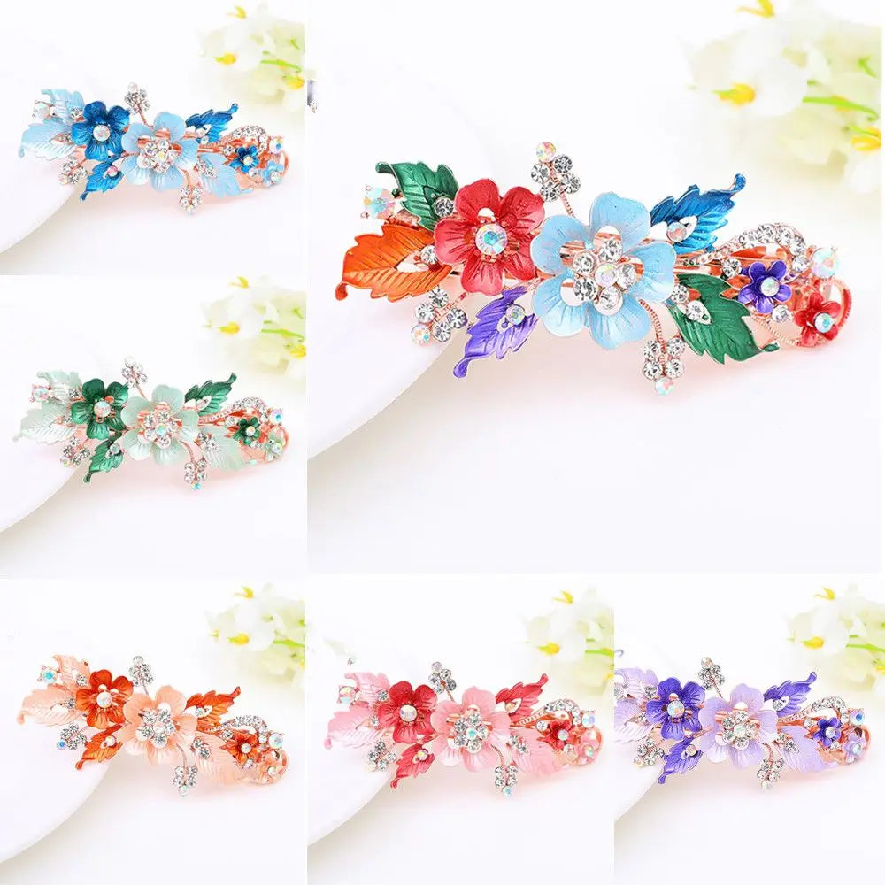 Crystal Flower Hair Clip | Tiara Resin Barrette for Women Crystal Hair Clip QXL