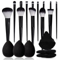 19-Piece Makeup Brush Set with Triangular Sponges – Full Kit Makeup Brush Set QXL black