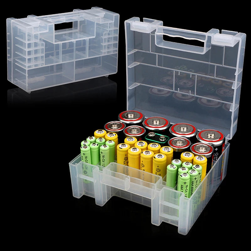 Plastic Battery Storage Case – 20 AA & 14 AAA Organizer Box Battery Storage Organizer QXL