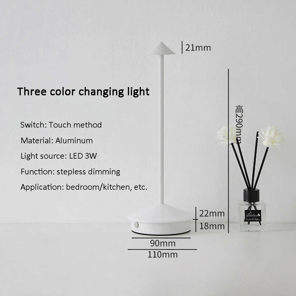 Rechargeable 3-Color LED Touch Lamp | Dimmable Night Light LED Table Lamp QXL