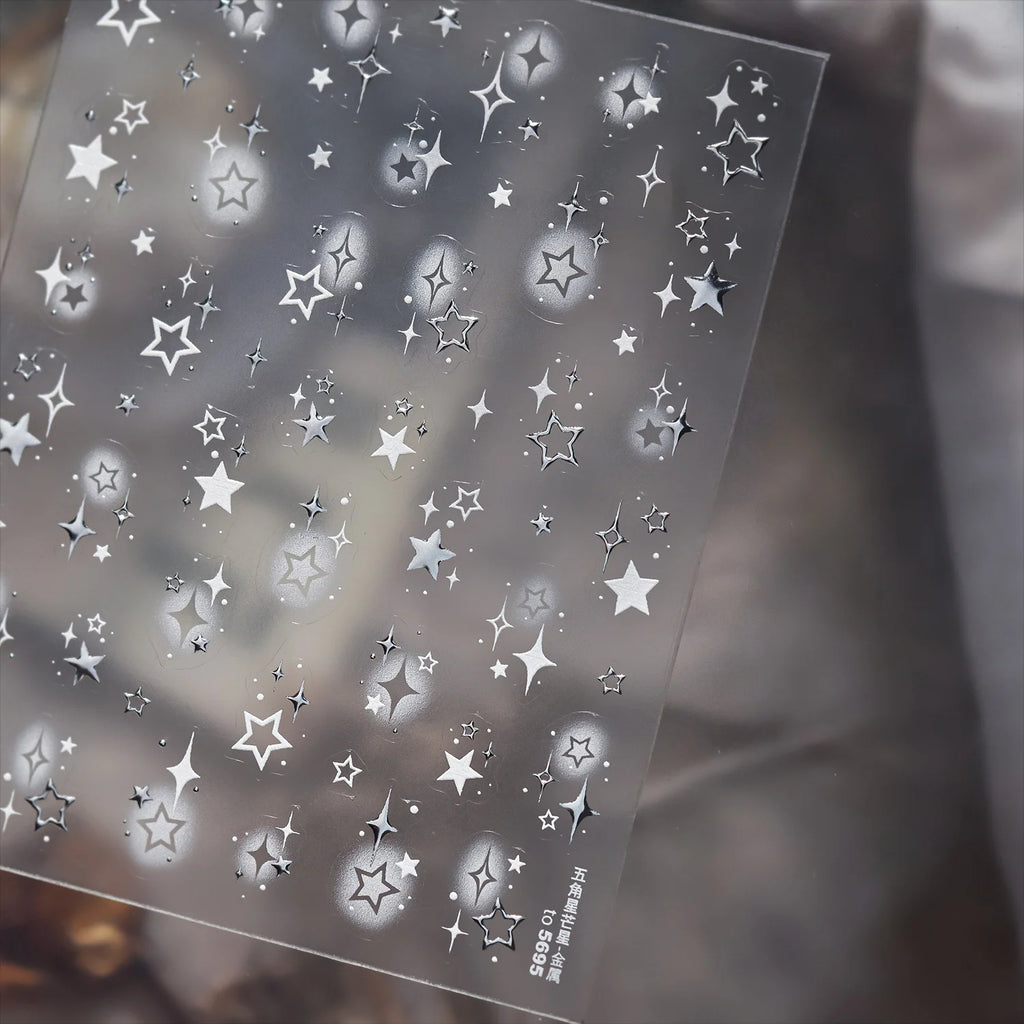 5D Embossed Star Nail Art Stickers – Self-Adhesive Decals Nail Art Stickers QXL