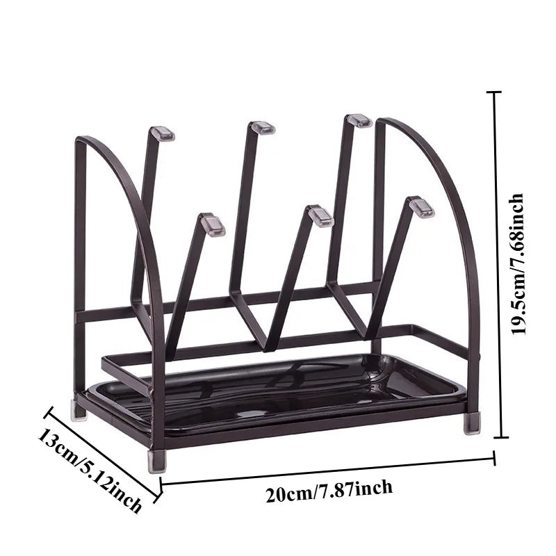 6-Cup Stainless Steel Drying Rack | Inverted Glass Holder Cup Drying Rack QXL
