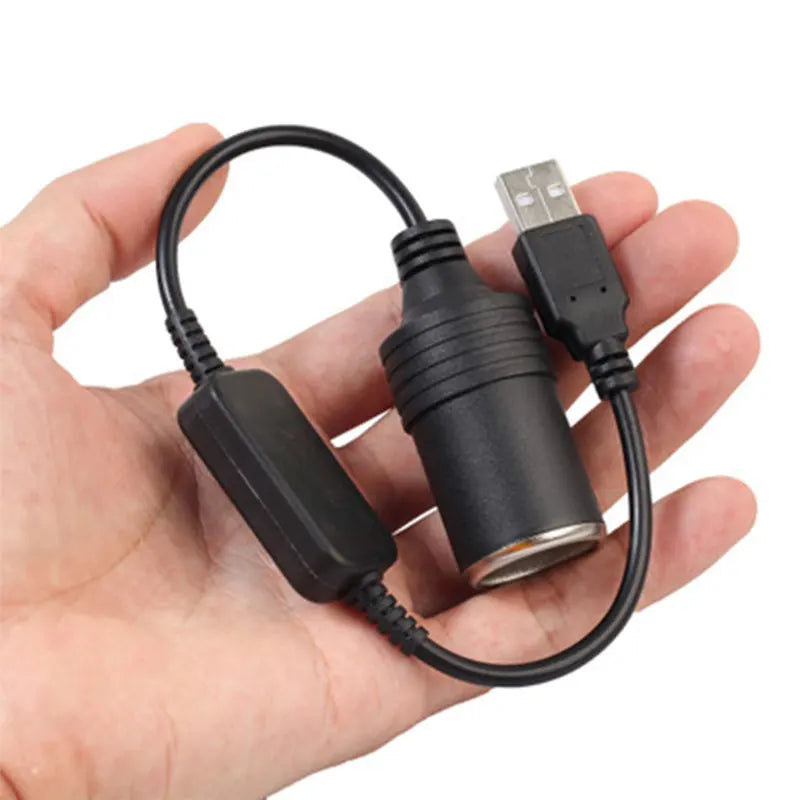USB to 12V Cigarette Lighter Socket Adapter | 5V 2A Converter Car Power Adapter QXL