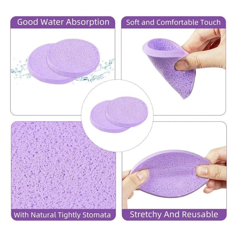 36-Pc Compression Face Wash Sponge Set with Storage Box Facial Cleansing Sponge QXL