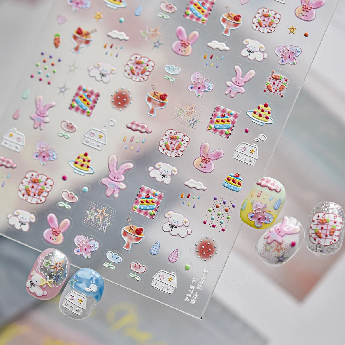 5D Embossed Kawaii Nail Stickers | Cartoon Nail Art Decals Nail Art Stickers QXL