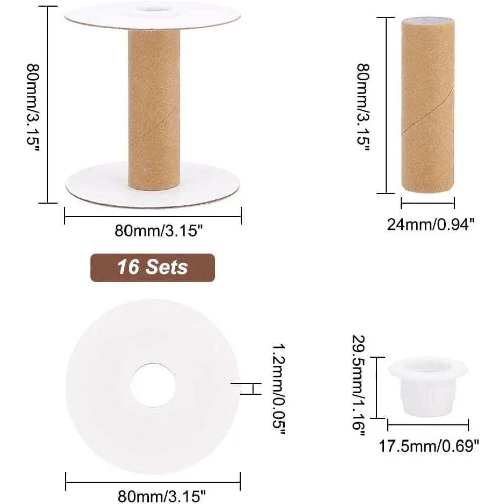 16-Set Empty Paper Thread Spools | Wire & Yarn Bobbins Thread Spool Set QXL
