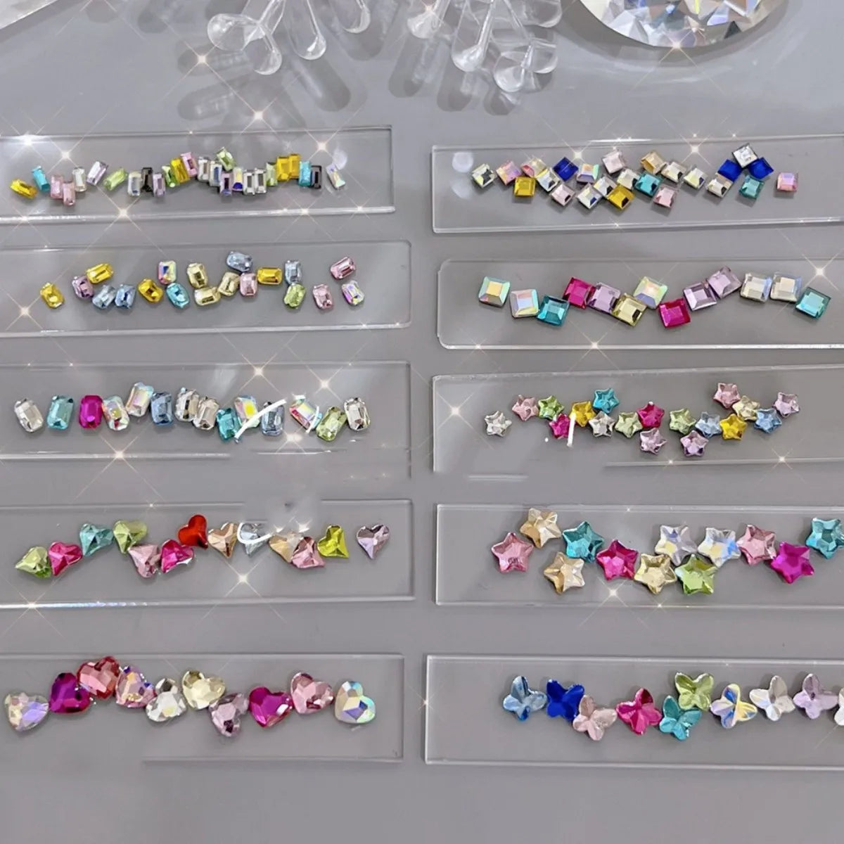 20-Pc 3D Kawaii Nail Charms | Heart Star Butterfly Rhinestones Nail Art Charms QXL