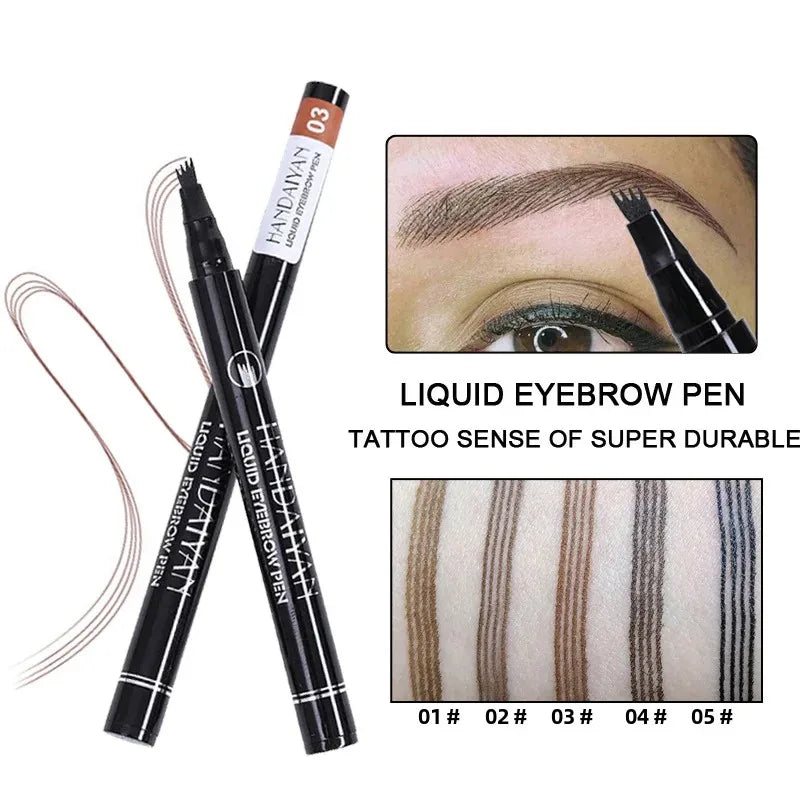 Handaiyan 4D Microblading Eyebrow Pen | 4-Fork Waterproof Eyebrow Pencil QXL