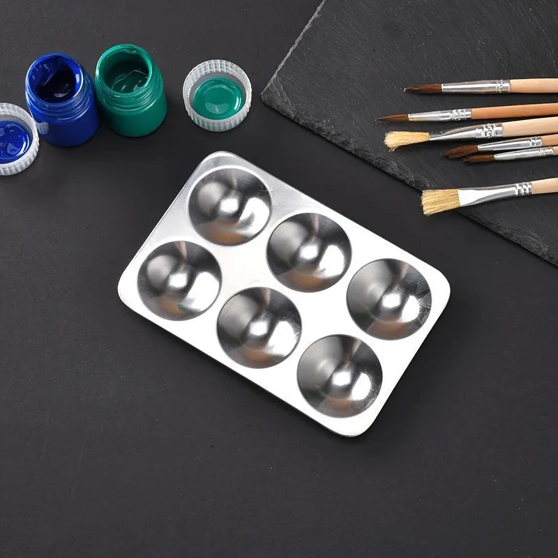 2-Pack Aluminum Palette Dish 6 Wells | Acrylic & Model Painting Paint Palette Dish QXL