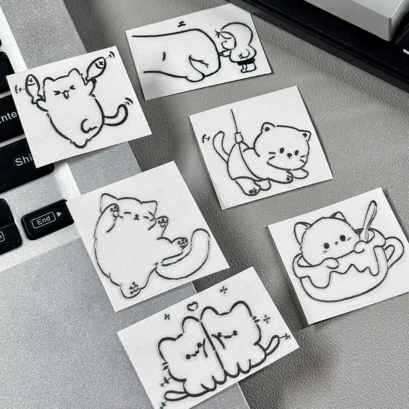 Waterproof 3D Metal Stickers | Girl & Cat Cartoon DIY Decor Decorative Stickers QXL