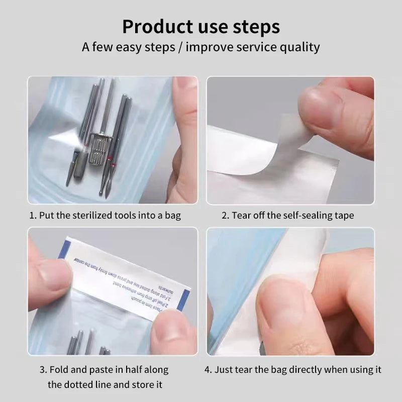 100-Pack Self-Sealing Sterilization Pouches | 4 Sizes Sterilization Pouches QXL
