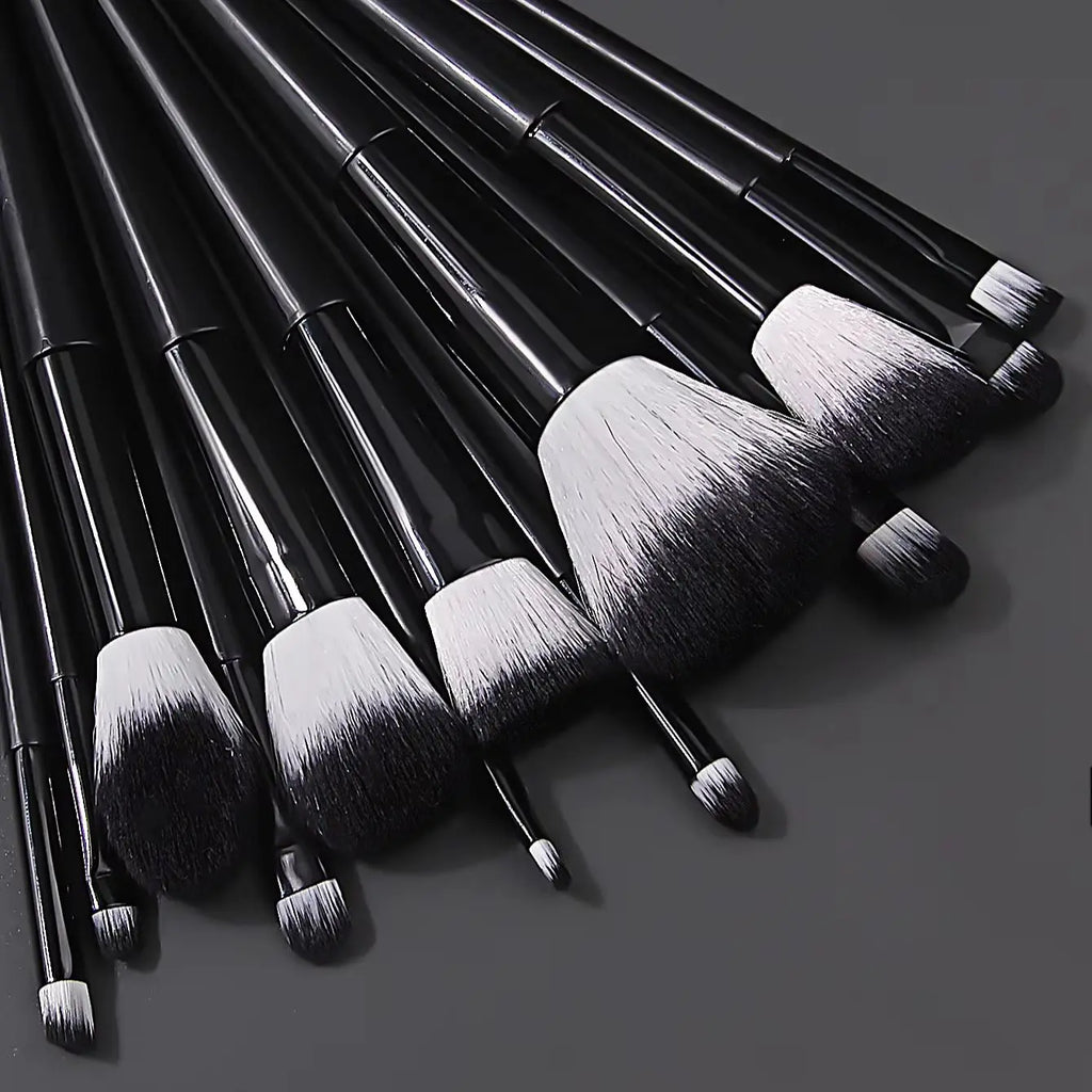 17-Pc Black Makeup Brush Set with Sponges & Powder Puffs Makeup Brush Set QXL