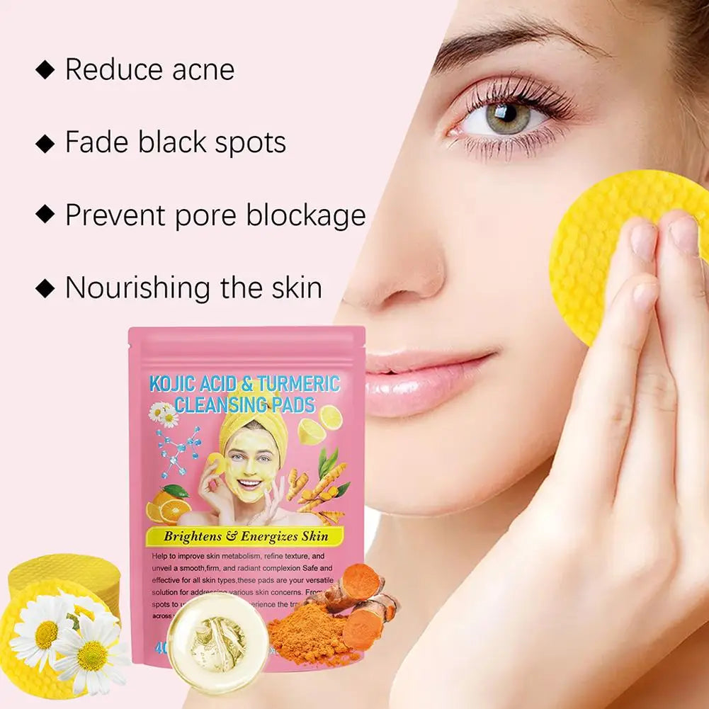 40-Pack Kojic Acid & Turmeric Brightening Cleansing Face Pads Brightening Face Pads QXL