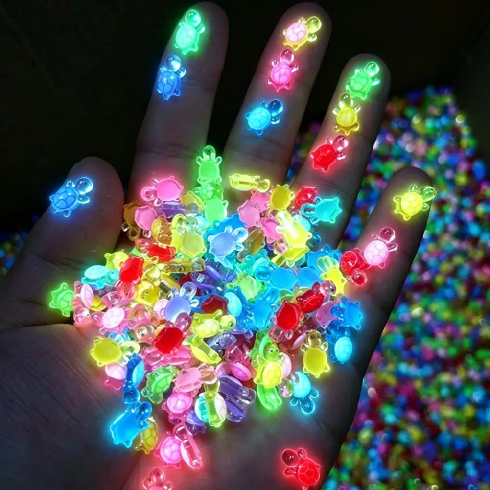 100-Pack Glow-in-the-Dark Mini Resin Turtle Figurines DIY Miniature Figurines QXL