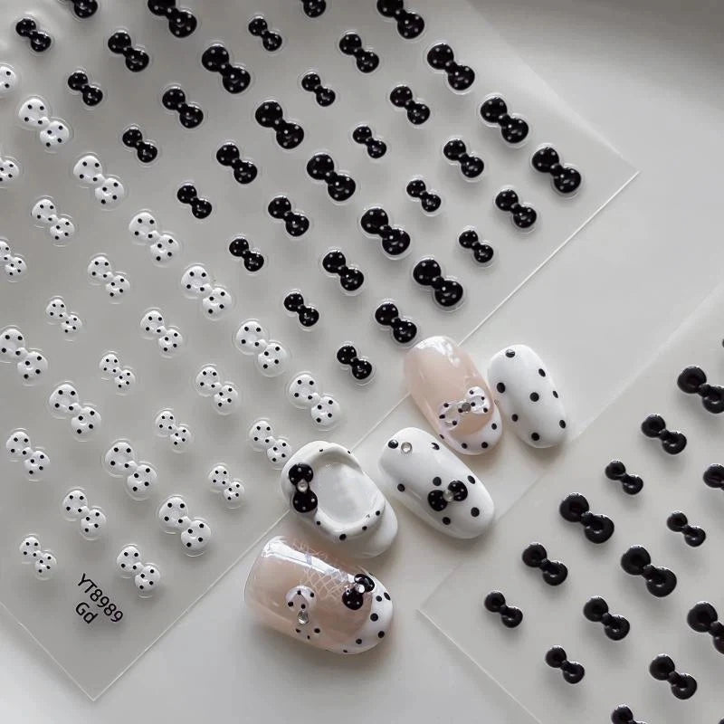 5D Mini Bow Nail Art Stickers | French Japanese Nail Decals Nail Art Stickers QXL