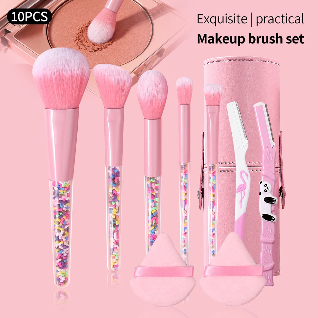 KOSSHOW Pink Makeup Brush Set with Portable Storage Case Makeup Brush Set QXL