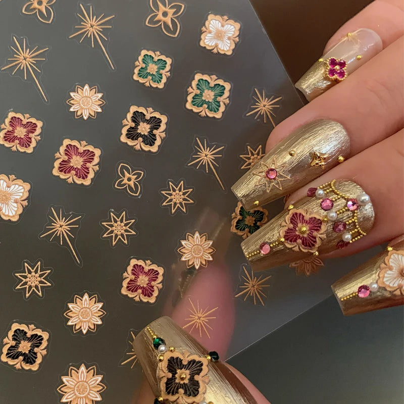 5D Luxury Gold & Silver Hot Stamping Nail Art Stickers Nail Art Stickers QXL