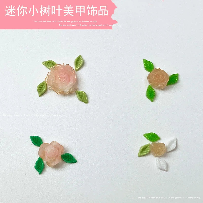 50-Pc 3D Green Leaf Resin Nail Charms | Kawaii Nail Art Decor Nail Art Charms QXL