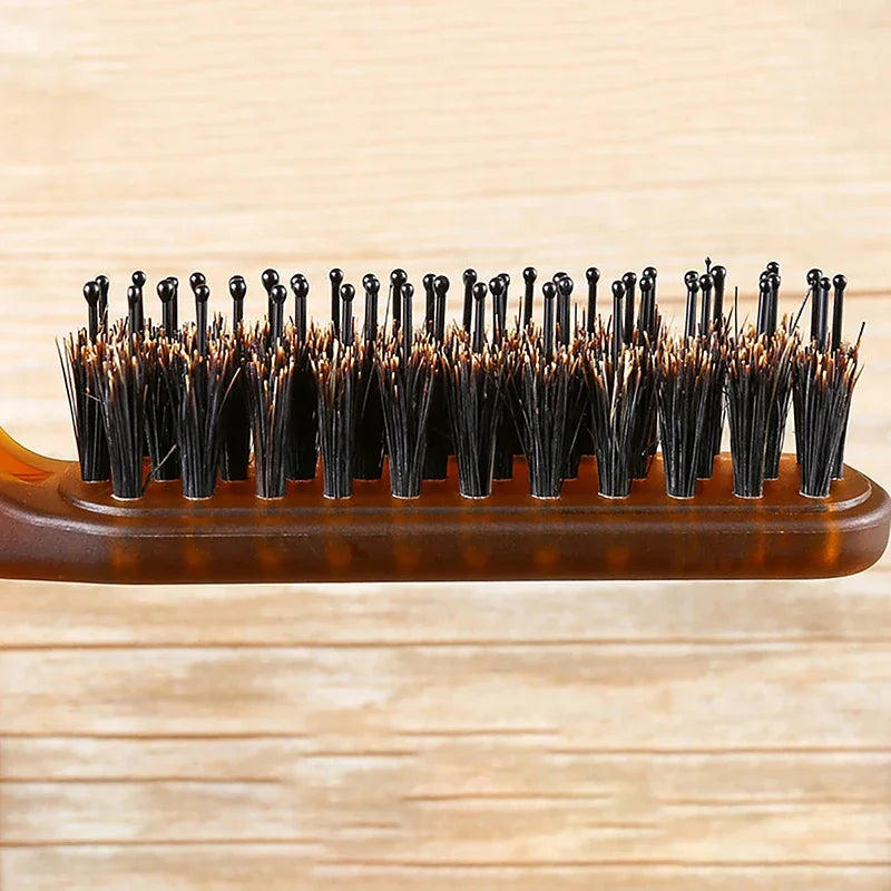 Boar Bristle Foldable Pocket Hair Brush | Amber Travel Comb Foldable Hair Brush QXL