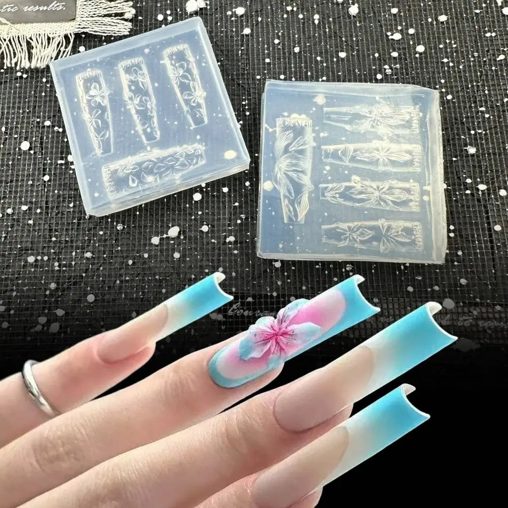 3D Hibiscus Silicone Nail Art Mold | DIY Floral Carving Template Nail Art Mold QXL