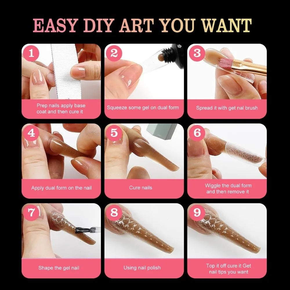 120-Pc Snake Pattern Nail Extension Forms | Clear Gel Molds Nail Extension Forms QXL