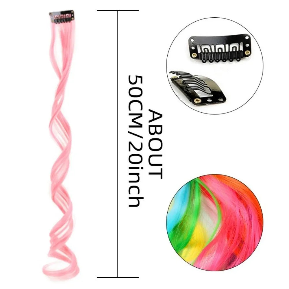Ear-Hanging Colorful Curly Hair Extensions for Girls – 2 Pack Clip-On Hair Extension QXL