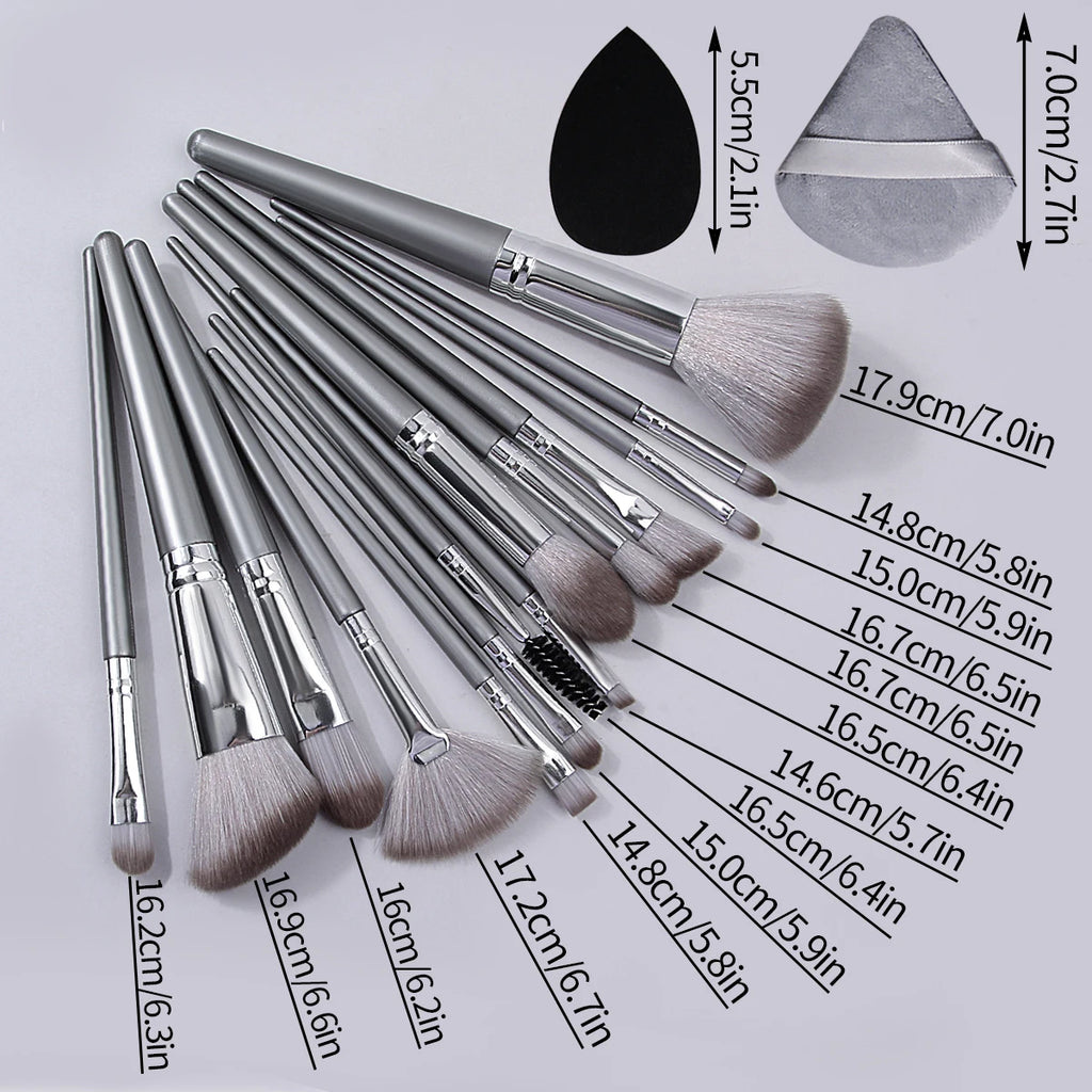 18-Piece Makeup Brush Set with Sponges & Beauty Eggs Makeup Brush Set QXL