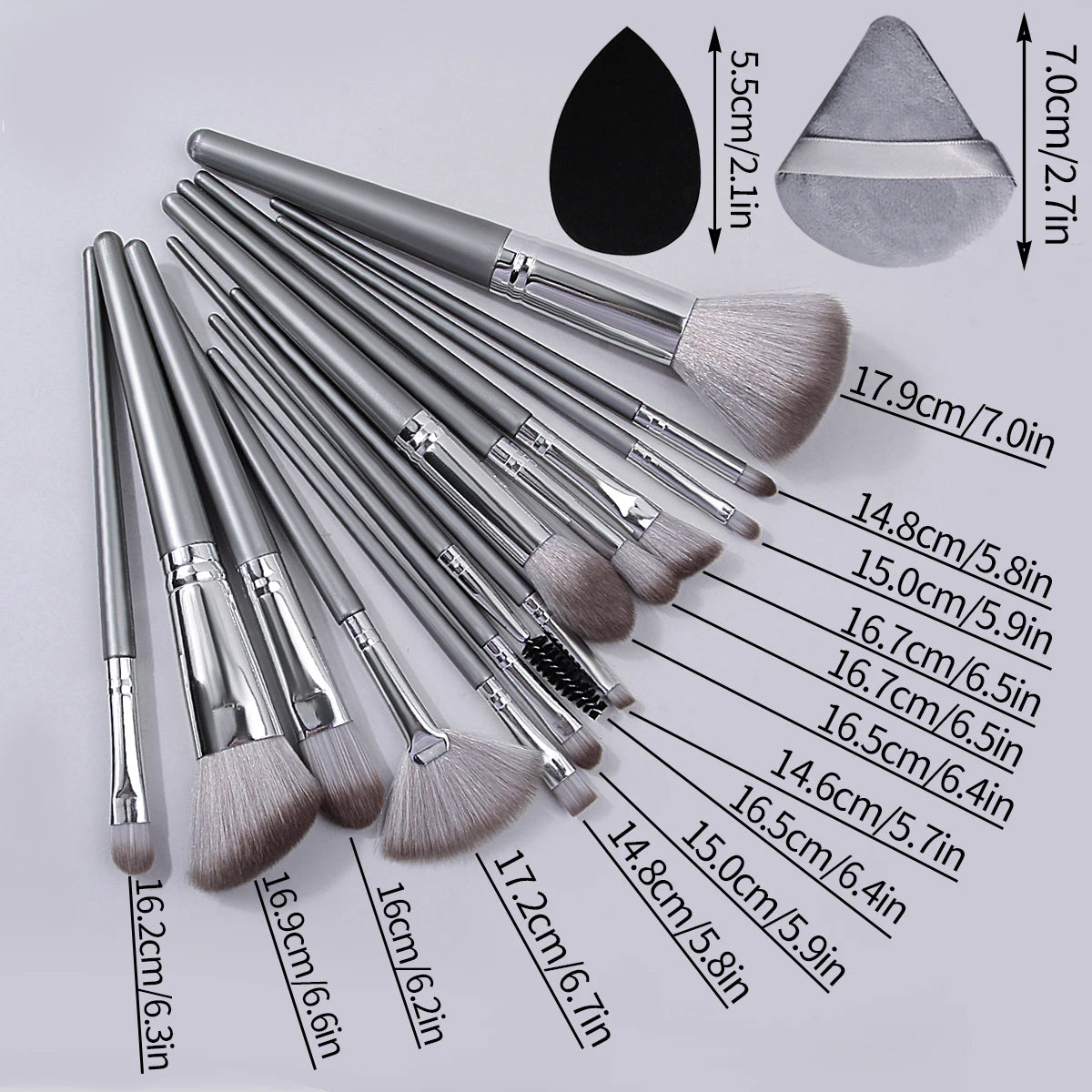 18-Piece Makeup Brush Set with Sponges & Beauty Eggs Makeup Brush Set QXL
