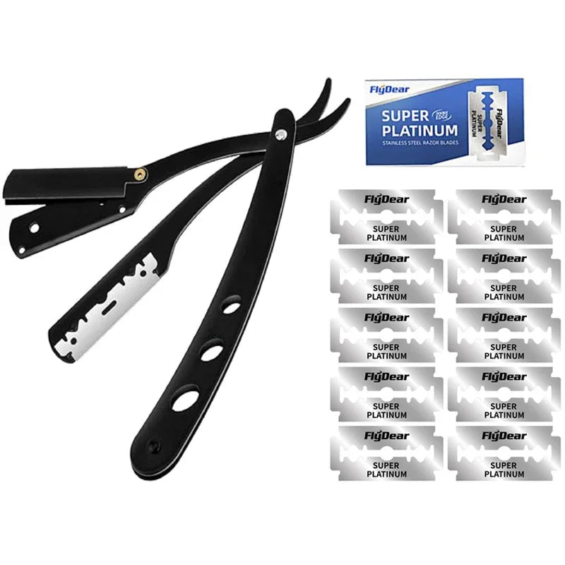 Men's Folding Straight Razor | Manual Stainless Steel Blade Folding Straight Razor QXL