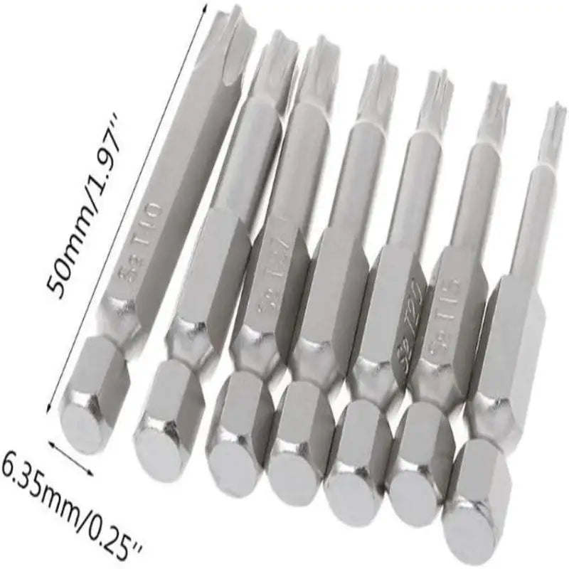 7-Pc S2 Magnetic Torx Screwdriver Bits T10–T40 | 1/4" Hex Torx Screwdriver Bits QXL ONE SIZE