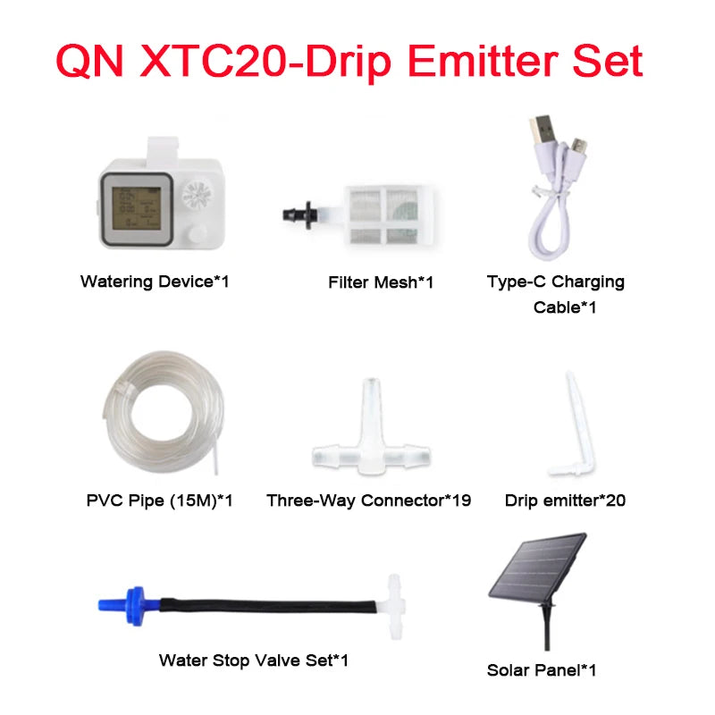 Solar Garden Irrigation System – LCD Timer & Auto Watering Kit Solar Irrigation Kit QXL XCT20-Ground Plug