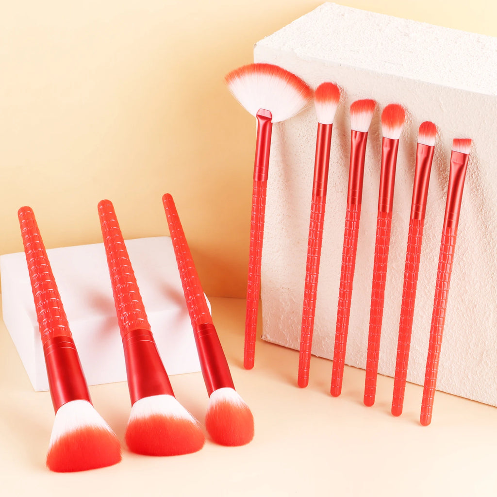 Ronshadow 9-Pc Makeup Brush Set | Crocodile Texture Handle Makeup Brush Set QXL