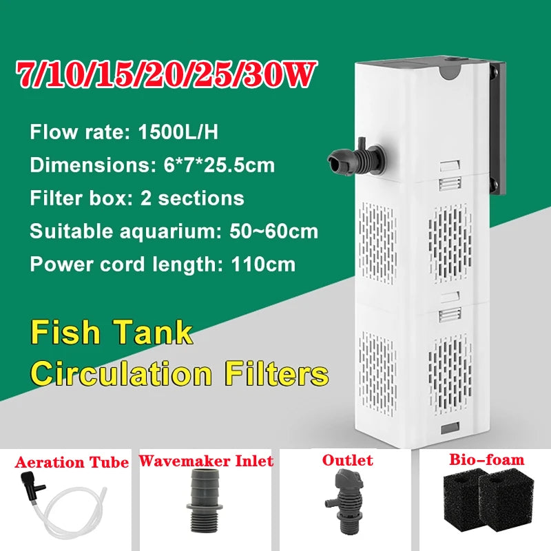 Aquarium Hang-On Filter Pump | Silent, Multi-Function 220V Aquarium Filter Pump QXL