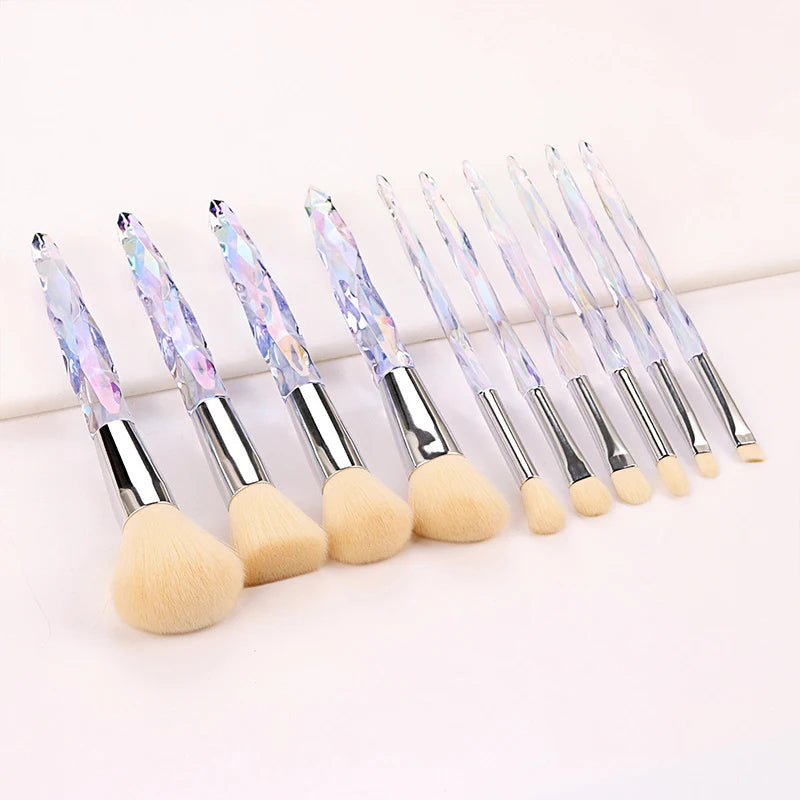 10-Piece Crystal Makeup Brush Set | Powder, Blush & Eye Makeup Brush Set QXL