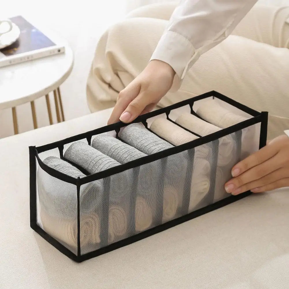 7-Compartment Mesh Underwear Drawer Organizer Bag Drawer Organizer Bag QXL