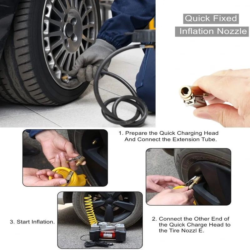 Brass Locking Tyre Air Chuck Clip Adapter | Leak-Proof Inflator Tyre Air Chuck Adapter QXL