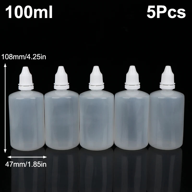 5-Pack Refillable Squeeze Dropper Bottles | Multi-Size PE Squeeze Dropper Bottles QXL 100ml