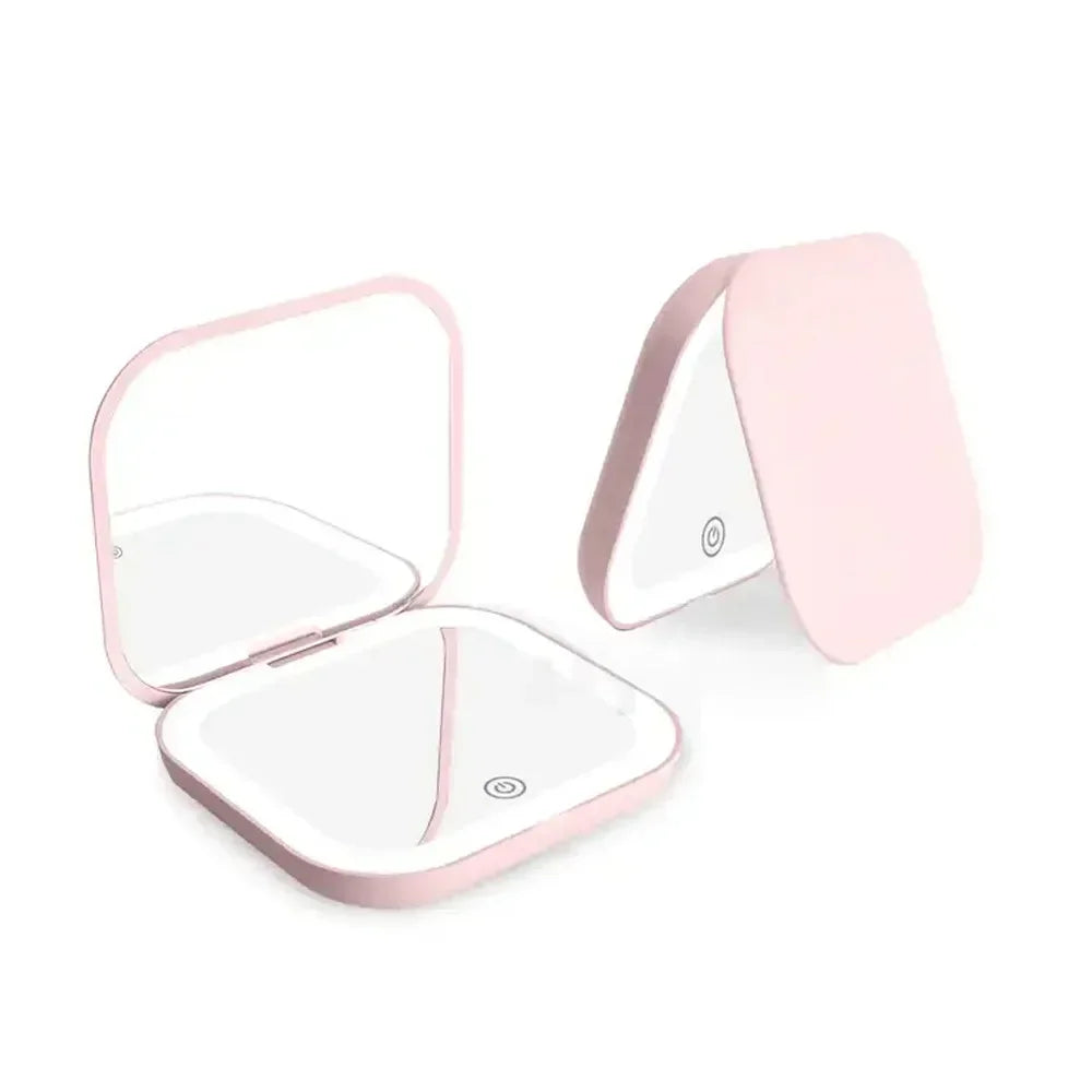 Portable LED Makeup Mirror | Foldable 2X Magnifying Travel Mirror LED Makeup Mirror QXL