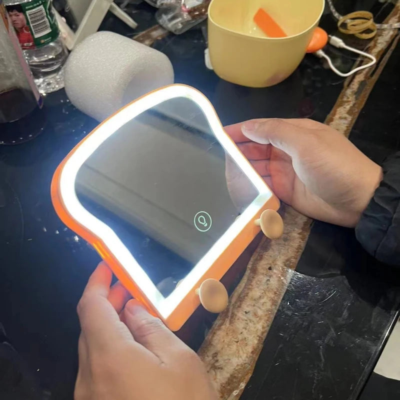 Toaster-Shaped LED Makeup Mirror | Foldable Rechargeable LED Makeup Mirror QXL