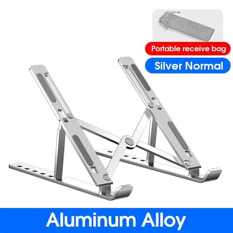 Aluminum Adjustable Laptop Stand | Foldable Portable Cooling Laptop Stand QXL H Silver-3