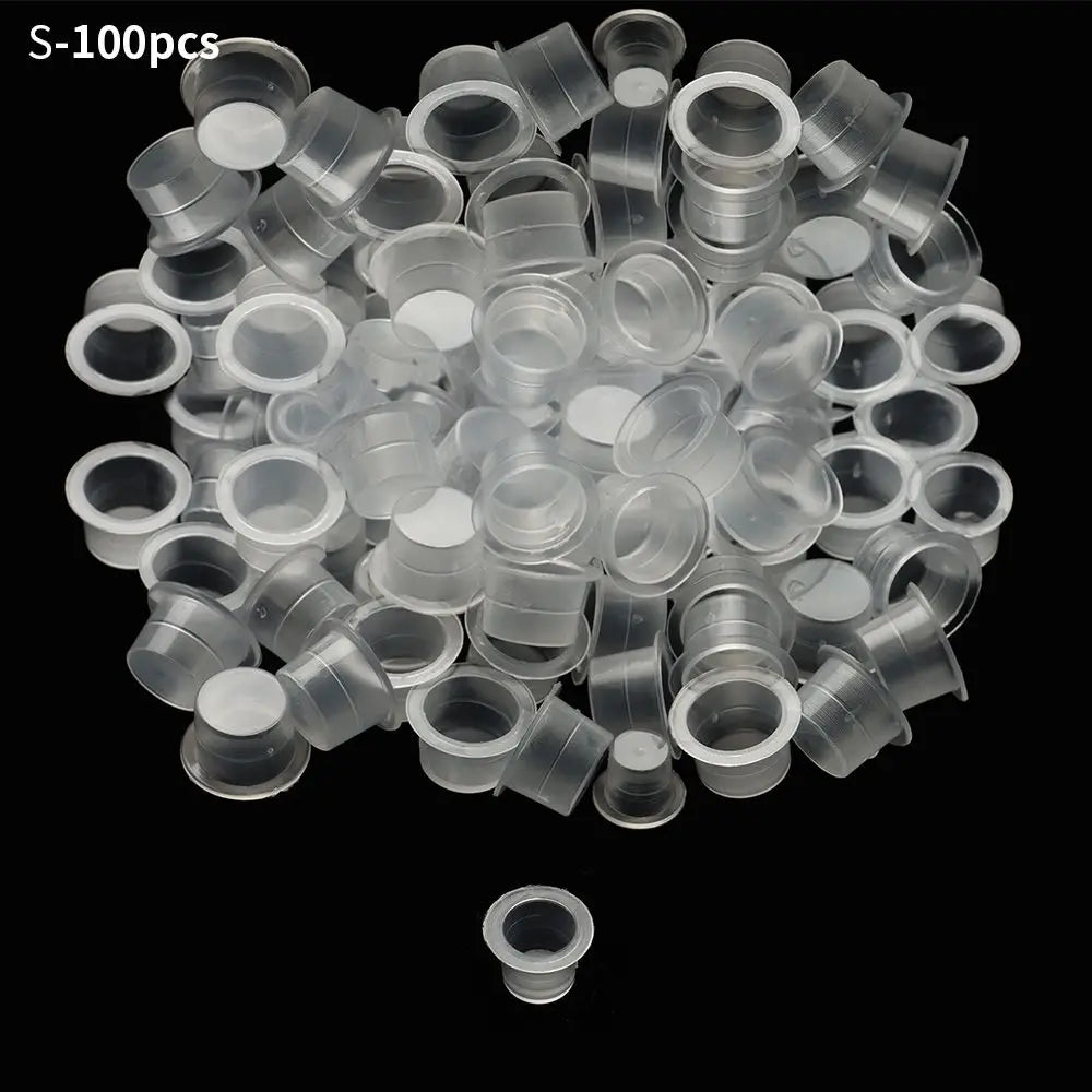100-Pack Disposable Tattoo Ink Caps S/M/L | Pigment Cups Tattoo Ink Caps QXL S-100pcs
