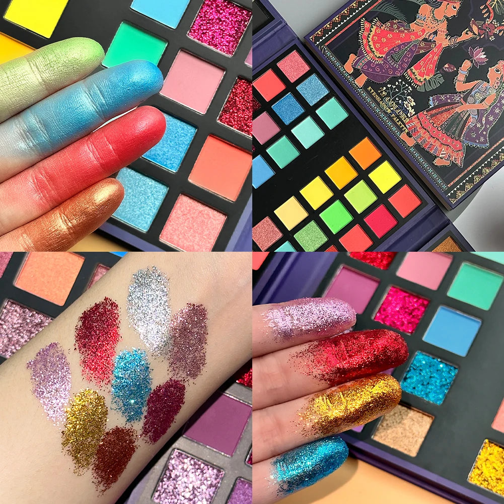 VERONNI 72-Color Matte & Glitter Eyeshadow Palette – Waterproof Eyeshadow Palette QXL