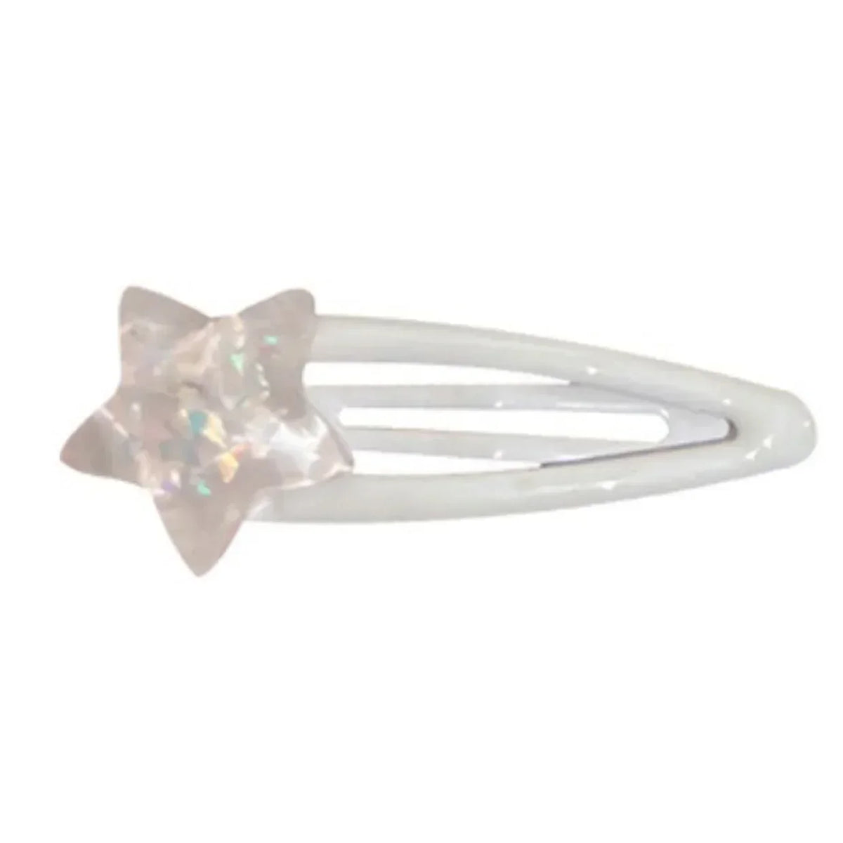 2-Pack White Star Snap Hair Clips | Korean Barrettes Hair Snap Clips QXL