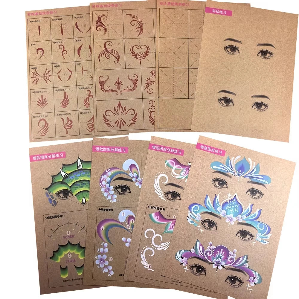 Face Painting Practice Templates | Washable Reusable 8-Sheet Set Face Painting Templates QXL Default Title