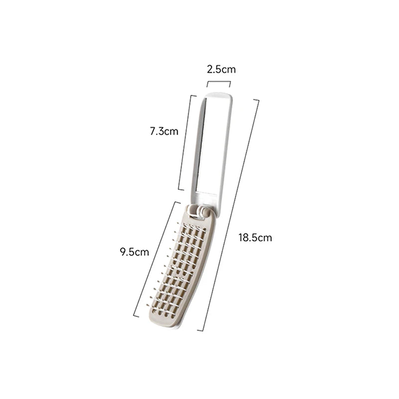 Folding Hair Brush Comb with Mirror | Anti-Static Travel Comb Folding Travel Comb QXL White